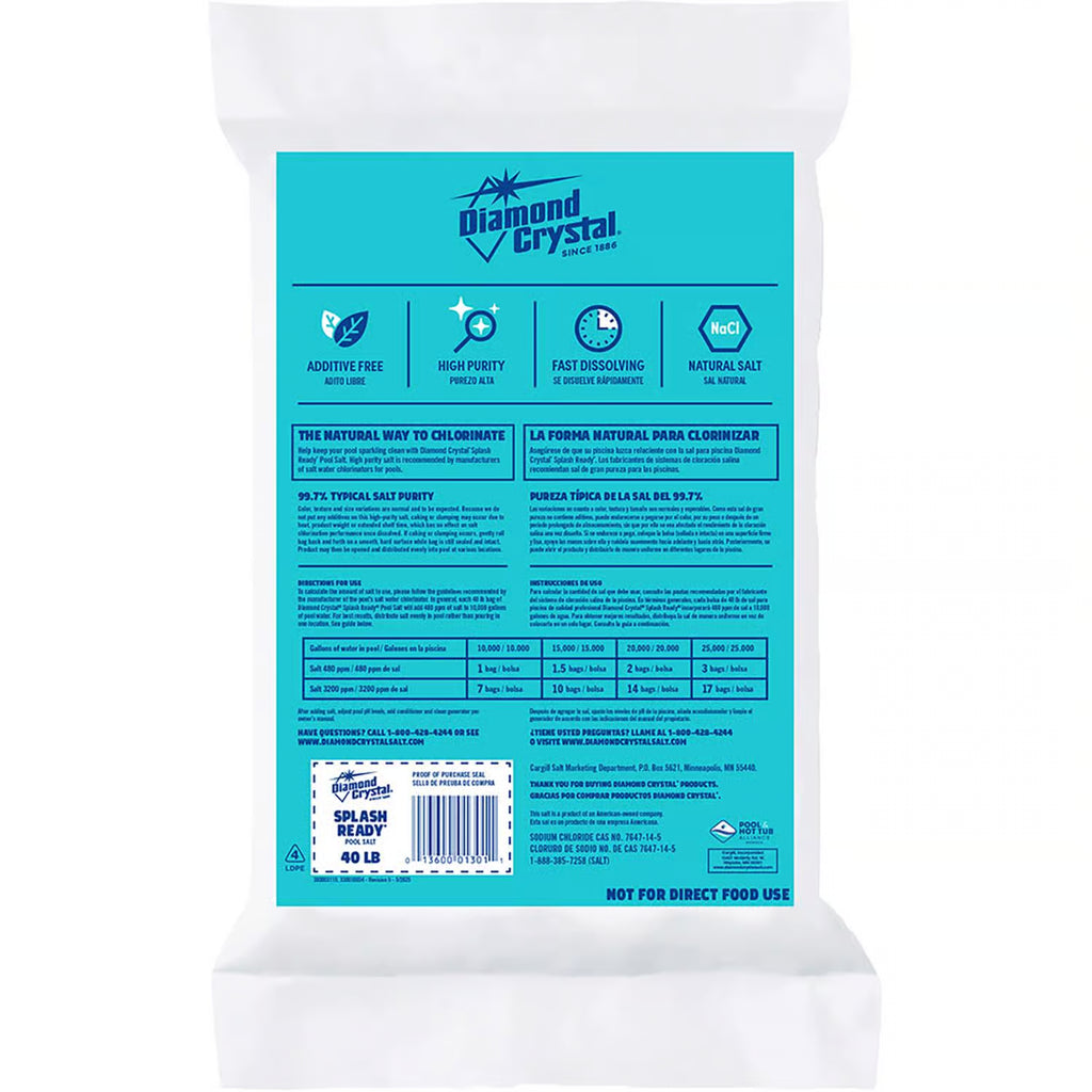 Diamond Crystal Splash Ready 40 lb. Pool Salt for Salt Water Chlorinators
