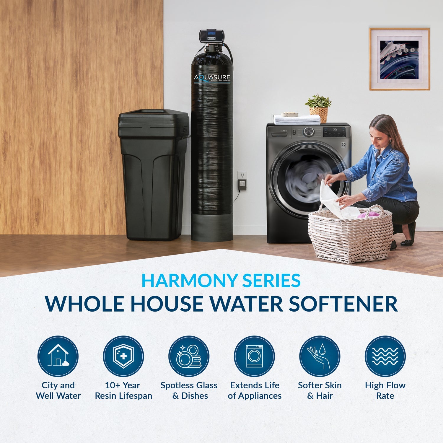 Aquasure Harmony Series 48,000 Grain Water Softener with Sediment & Carbon Pre-Filter