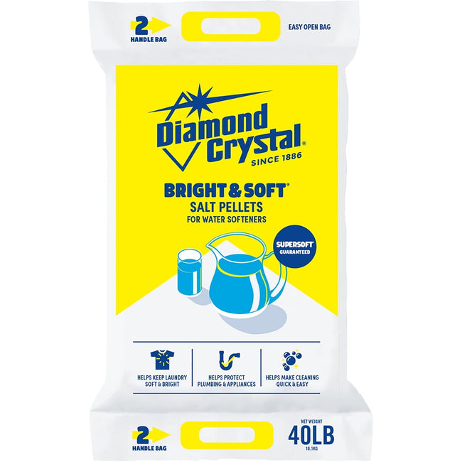 Diamond Crystal Bright & Soft Water Softener Salt Pellets – 40 lb